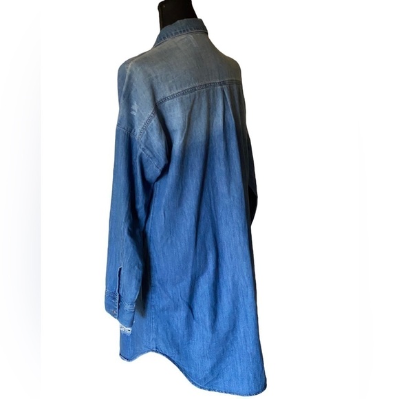 Life in Progress Denim Shirt Jacket Women’s Size Medium Destroyed Blue Baddie - Picture 5 of 11